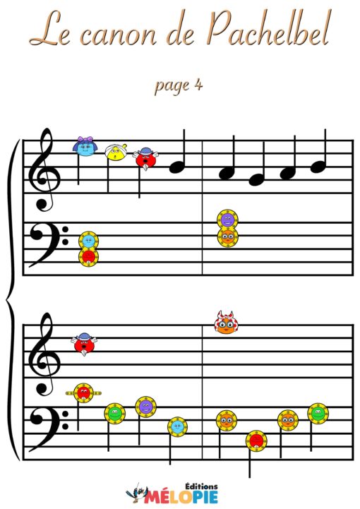 Morceau piano 4 mains Canon Pachelbel partition Éditions Mélopie