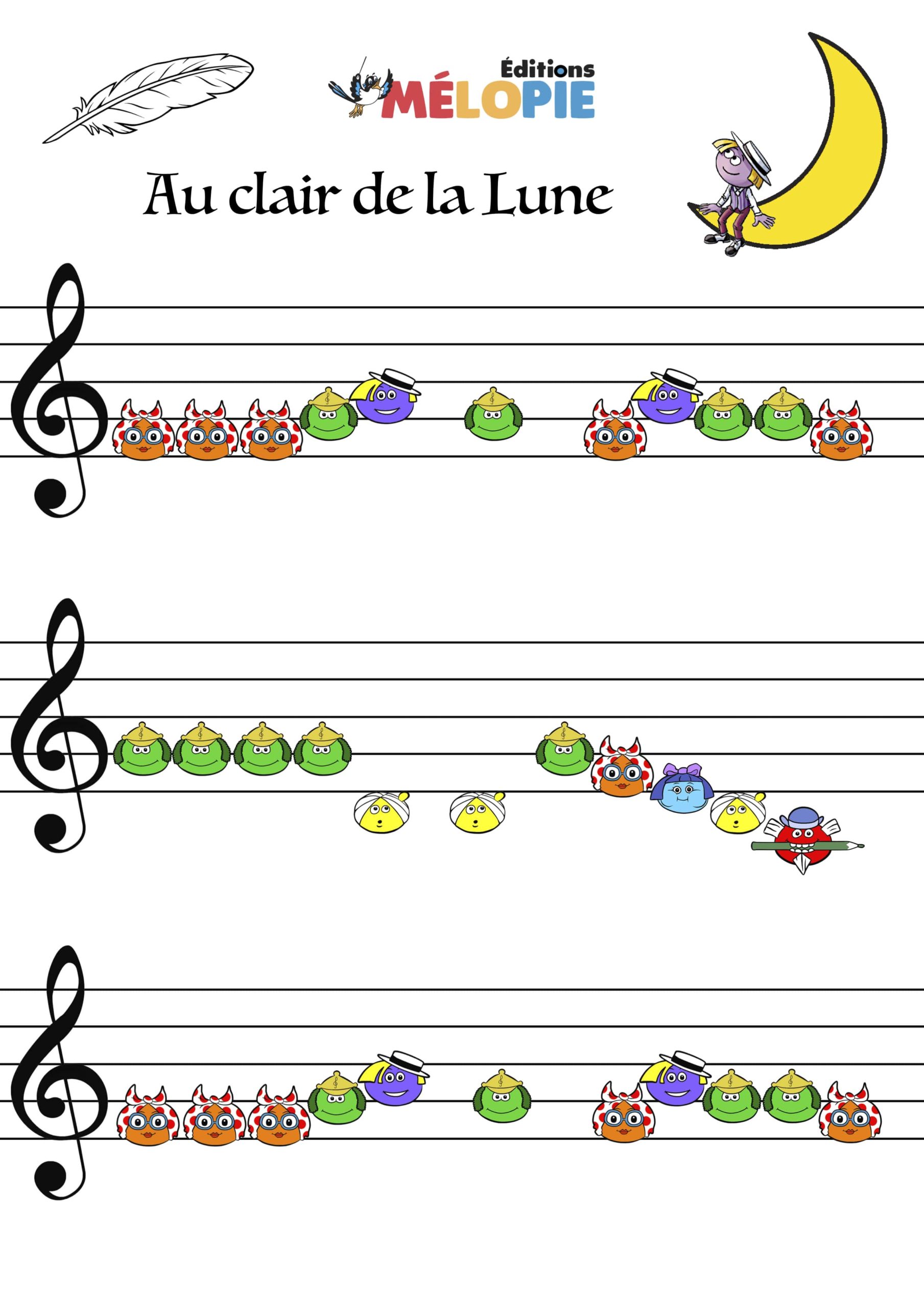 Au Clair De La Lune Piano Partition Au clair de la lune piano partition - Éditions Mélopie