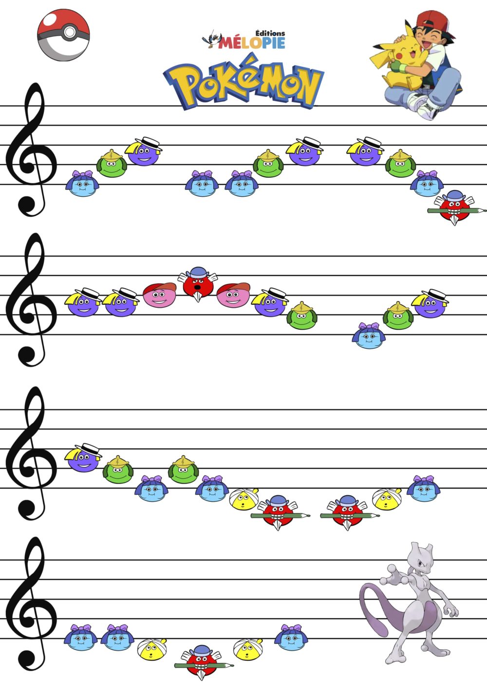 Pokemon, attrapezles tous partition de piano facile MÉLOPIE